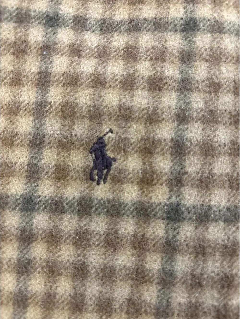 Polo Ralph Lauren Brown Check Lambswool Scarf - Made in the